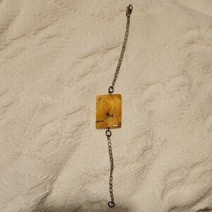 Gold Chain Bracelet with Yellow Stone